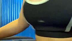 Hot Babe Licks Pussy To Orgasm In Crowded Bathroom