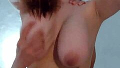 two friends cum on girlfriend's oiled ass in a row