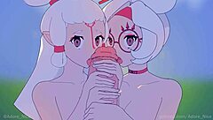 Purah and Payne give a blowjob to Link in The Legend of Zelda