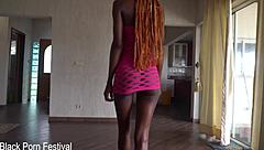 Her tight gap made me fuck that ebony skinny model's pussy in doggystyle position.