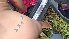 Public humiliation for flashing near a huge cock outside