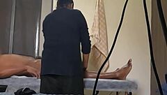 A happy ending in a spa in a hidden camera video