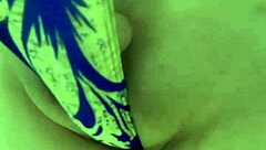 Beautiful amateur with a nice ass wears a gold leotard and gets anal training