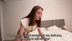 Skinny Wife Makes Cuckold Husband Watch Daddy Roleplay Cum on Face