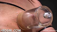 Bound slut endures hardcore clit fucking contest