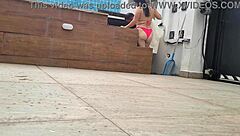 Brazilian esposa cheats with pool guy in wild ride.