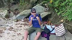 Watch us horny girls fucking on the beach in group lesbian action