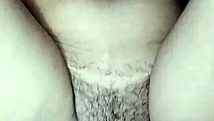 Skinny young latina masturbates hairy pussy riding secretly until creamy cum