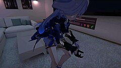 Kafka and Furina in a VR porn adventure with a goth boy