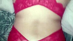 red lingerie soaked in cum from a wild group session with swingers