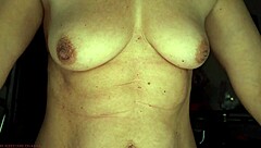 Beautiful woman with natural breasts and hairy vagina in hot scene