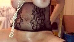 Velvet Rain masturbates and squirts with huge toys