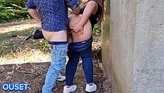 Amateurs having sex in the jungle get caught by a passerby