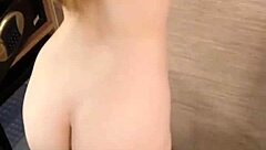 A petite 19-year-old Asian girl masturbates in a hotel room