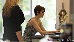 Teen Lesbian Tastes Mature Pussy in Group Fun?