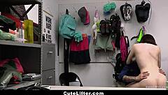 Punished for shoplifting, small tits teen gets hard cock
