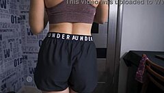 PAWG milf teases her sexy ass in tight sports shorts