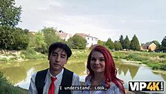 Redhead teen Miss Olivia's public lust and big tits love