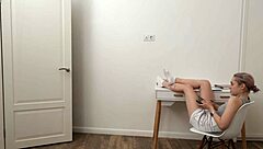 stepfather disciplines lazy daughter with strict close-up punishment