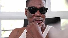 tatted blondie licks rapper's huge candy cock in interracial scene