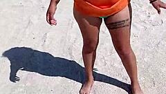 Mexican Woman Exhibits Tits And Ass On Public Beach