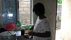 Beautiful house maid in hot kitchen scene with big ass
