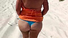 Mexican Woman Exhibits Tits And Ass On Public Beach