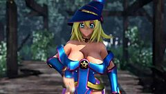 Dark magician girl from Yu-Gi-Oh in hentai action with big tits!