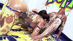 Valery and Kerry tongue milf pussies at party