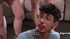 serial panty sniffer gets his fix from a mob of milfs