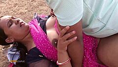 Outdoor sex with an Indian wife includes oral sex, finger play and deep throat penetration