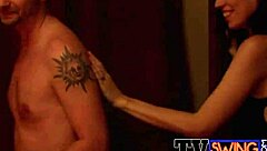 Couples hanging in jacuzzi for steamy foreplay