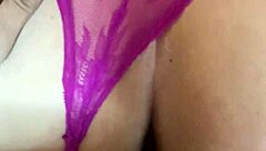 Beautiful Latina in thong on her knees
