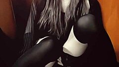 quiet crossdressing boy masturbates silently in video