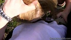 Blonde Girlfriend Blows Boyfriend's Big Cock Outdoors. Dare To Watch?