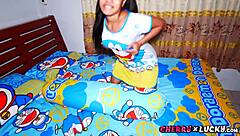 Pretty Thai girl gets naughty in bedroom