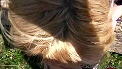 Blonde Girlfriend Blows Boyfriend's Big Cock Outdoors. Dare To Watch?