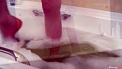 Tiny blonde paula z fingers wet pussy in bathtub