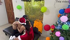 happy new year, two cute women celebrate with lesbian sex