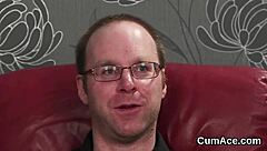 flirty model feels jizz on her face, swallowing all the cream passionately