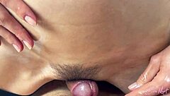 Oily Babe Jerks Off a Big Cock and Gets Cum on Her Tits Pov.