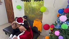 happy new year, two cute women celebrate with lesbian sex