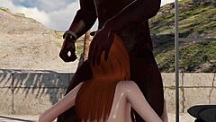 Petite teen double-penetrated at beach intensely!