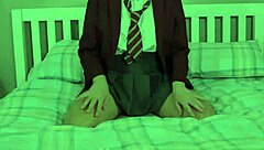 Student in Lingerie Teases and Fucks Her Ass with Dildo