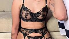 Babe In Garter Belt Gives Deepthroat Blowjob Vertically!