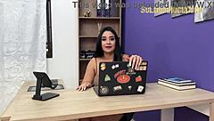 My whore secretary wants a raise and in exchange i make her suck my cock until i cum in her throat