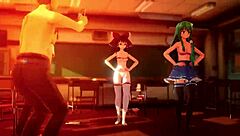 Wild group sex unfolds in the classroom with cellphone girl mmd