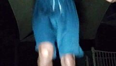 park workout with mature athletic beauty solo fitness session