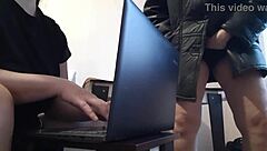 I riskily masturbate near my colleague in the office