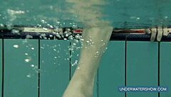 Katya Okuneva in her red dress, the erotic poolside experience of a Russian beauty